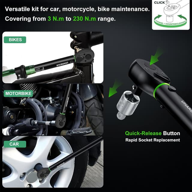 Detalle de Uharbour torque wrench set 3-230 Nm