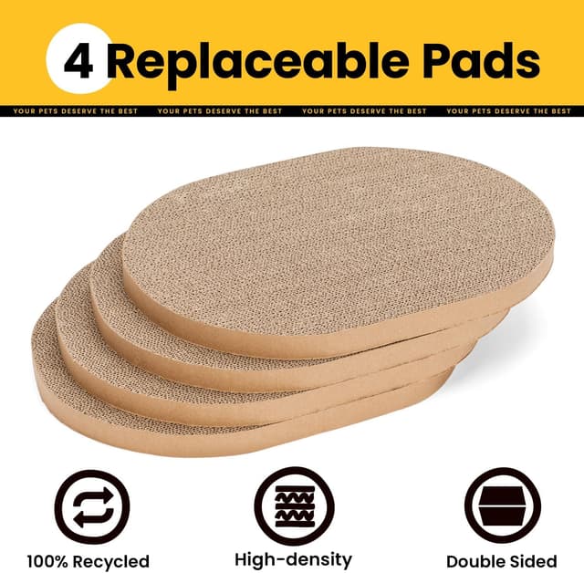 Detalle de Conlun Kratzbrett Katze – Kratzbox mit 4 doppelseitigen Kratzpappen, Wellpappe zum Kratzen und Ausruhen (Groß)