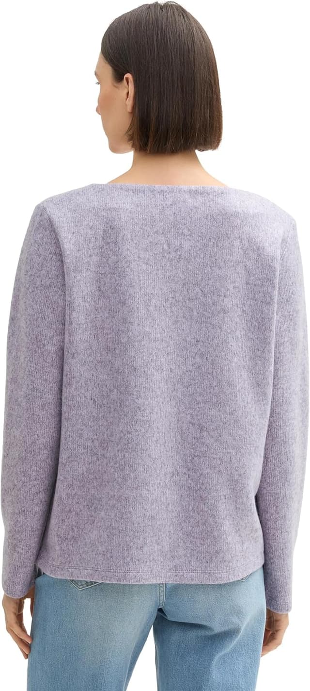 Detalle de TOM TAILOR felpa plus size donna mélange con collo alto a maniche lunghe (confezione da 1)