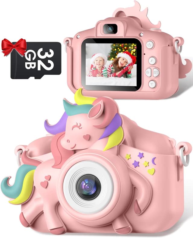 Detalle de Gofunly Kids Camera (1080P HD) with 32GB Card, 2.0-inch Screen and Case Strap — selfie toy for ages 3–12