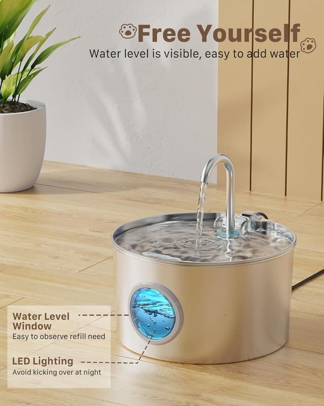 Thumbnail 3 de Cat Water Fountain Stainless Steel 74oz