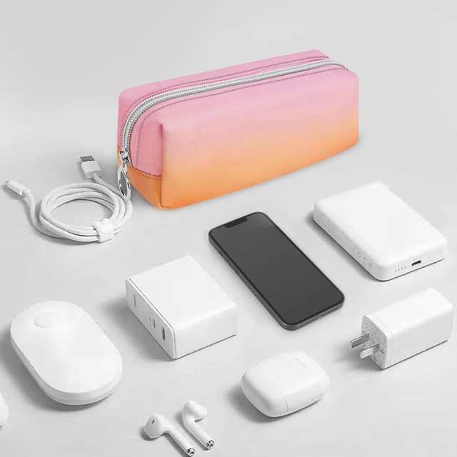 Detalle de FINPAC Trousse scolaire Sunset Ombre : sac à crayons et trousse de maquillage pratique (20,5 x 6 x 8,5 cm)