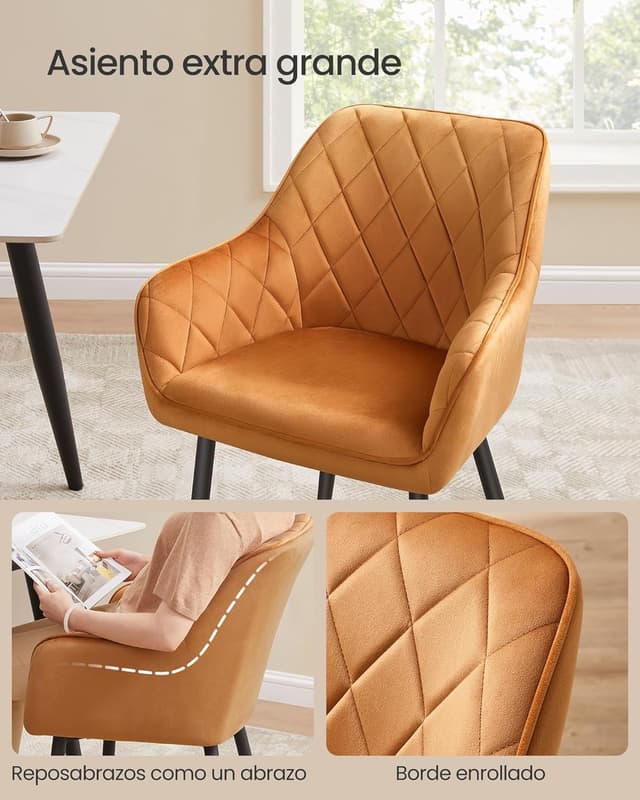 Detalle 2 de SONG MICS LDC088K01 Silla de Comedor de Terciopelo