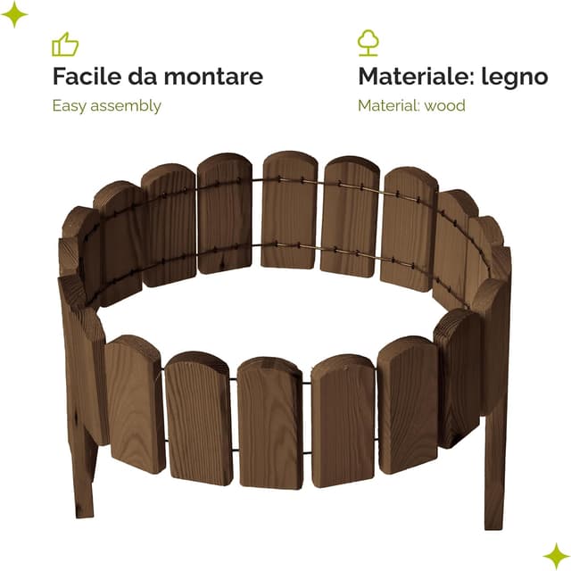 Detalle de Garronda Rollborder recinzione in legno flessibile GD-0148 100 × 10 cm (marrone scuro)