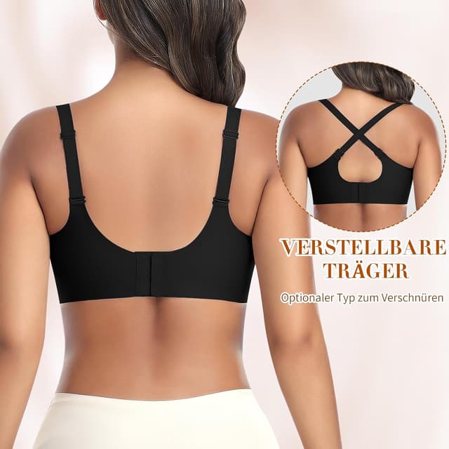 Detalle 2 de BH Damen Nahtloser Soft-BH ohne Bügel mit Gel-Silikon-Fixierung und tiefem V-Ausschnitt