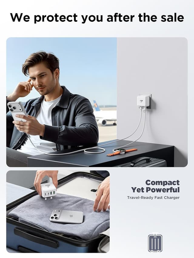 Detalle de USB C Plug UK 40W 4-Port Fast Charge Multi USB Charger (Dual PD + QC3.0)