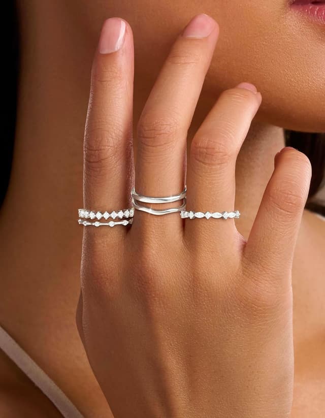 Thumbnail 6 de ZNBOH Set 5 anelli zirconia oro 18K