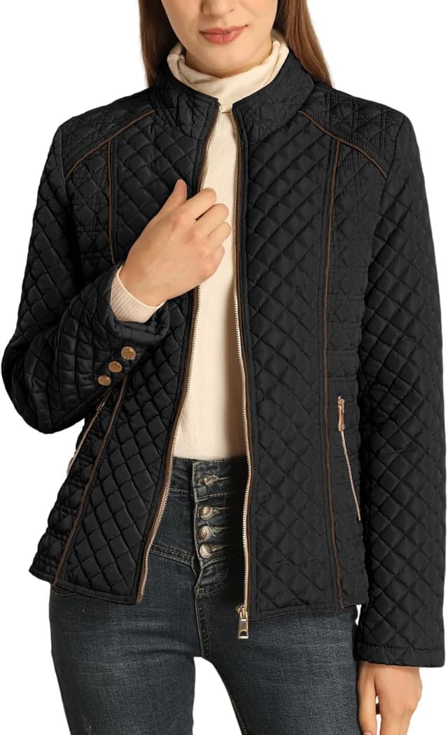 Thumbnail 6 de Bellivera Women’s Stand Collar Lightweight Quilted Puffer Jacket with Zip & Button Closures
