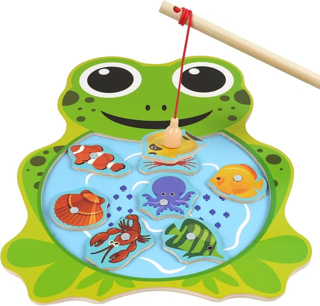 Detalle de Vicloon set pesca magnetica in legno con 10 pesci e 2 canne da pesca