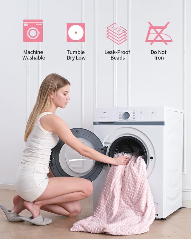 Detalle de Mr. Sandman Queen Weighted Blanket (60 x 80in, 15 lbs) – Minky Dots Heavy Throw for Adults, Pink