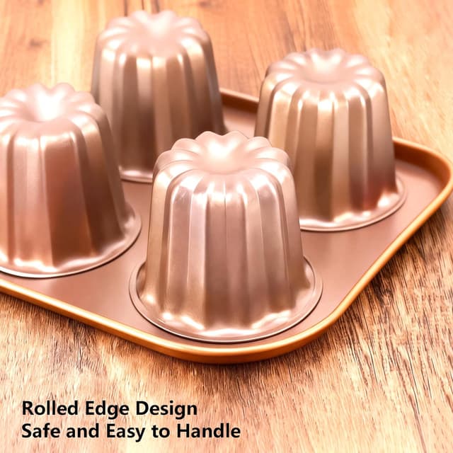 Thumbnail 4 de Moule à cannelés en acier au carbone antiadhésif doré 🍰