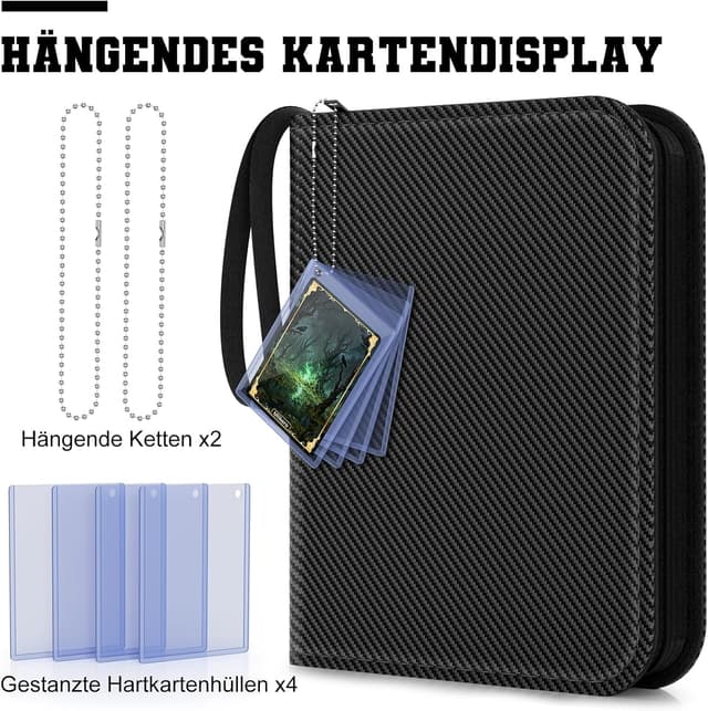 Detalle de Mlikero Sammelalbum für Sammelkarten (für bis zu 440 Karten) – 4 Taschen, 55 doppelseitige Seiten im 3-Ring-Design