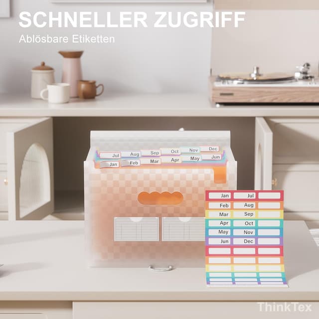 Detalle 2 de ThinkTex Accordian Aktenordner 12 Fächer A4 Orange