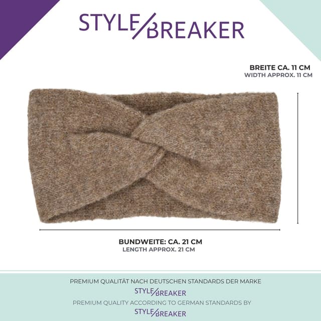 Thumbnail 4 de styleBREAKER Fascia per capelli marrone 56-59 cm