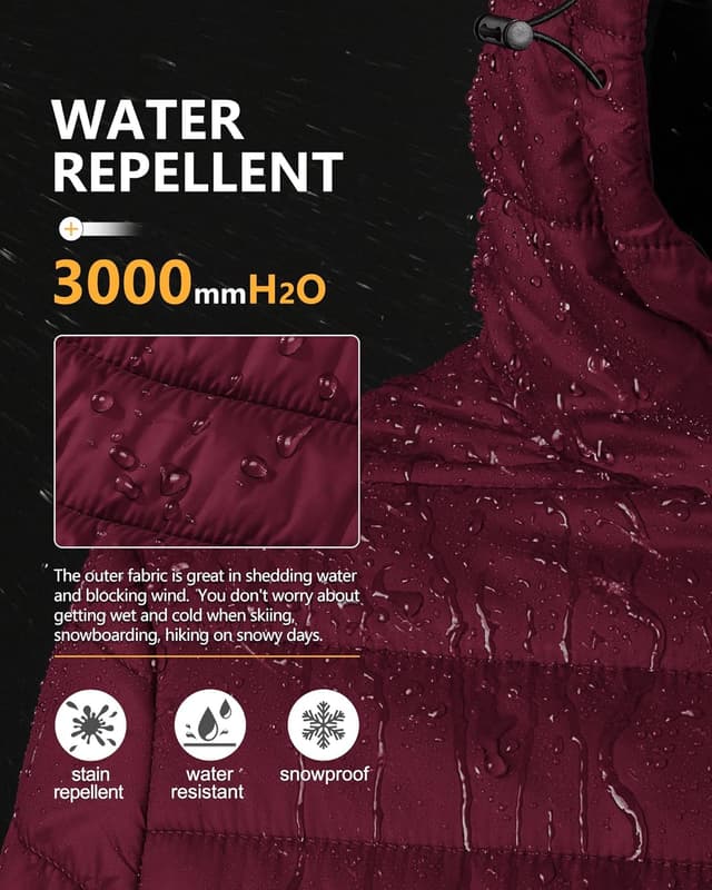 Detalle 2 de Outdoor Ventures Damen Steppjacke – leichte, packbare Übergangsjacke mit Kapuze