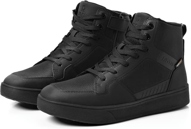 Detalle de RIDEIRON stivali scarpe moto uomo con normativa CE EN 13634:2017, impermeabili antiscivolo e traspiranti