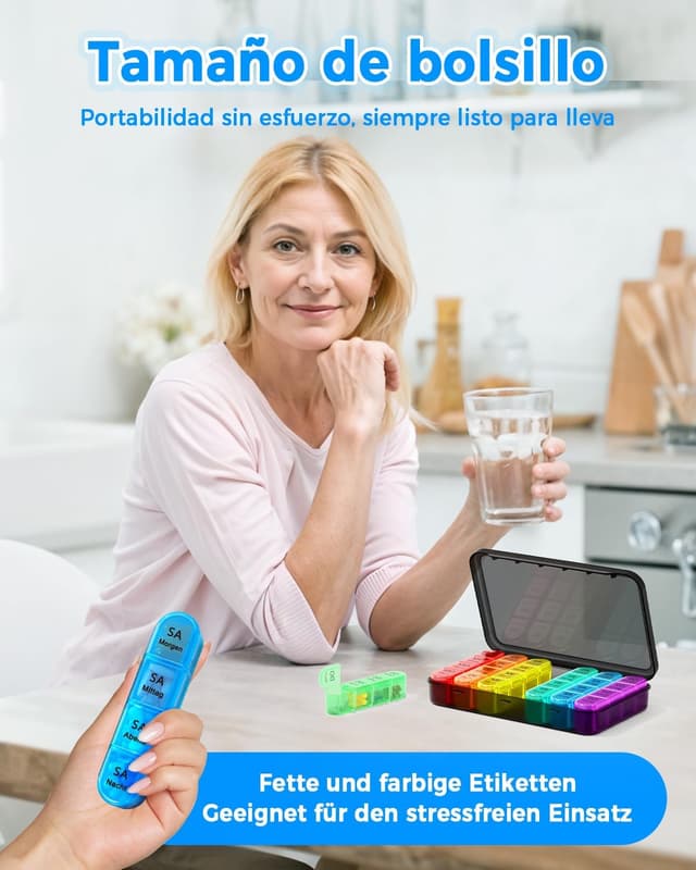 Detalle 2 de Betife Tablettenbox 7 Tage mit 4 Fächern