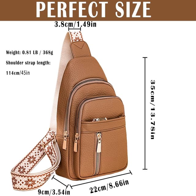 Detalle de Farcauo Brusttasche für Damen & Herren – Crossbody-/Slingbag mit langen Trägern, wasserabweisend & mit Reißverschlussfächern