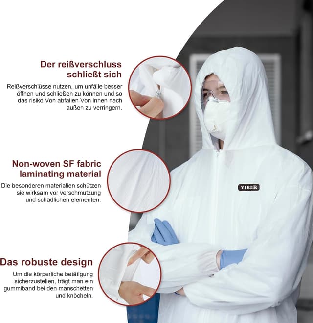 Thumbnail 2 de YIBER Einweg-Overall Schutzanzug mit Kapuze