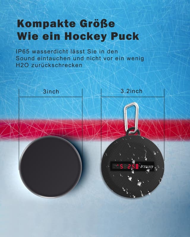 Detalle de Inwa tragbarer Bluetooth-Fahrradlautsprecher mit Display, IPX7 und Freisprechfunktion