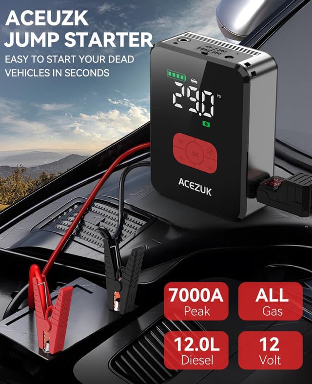Detalle de 7000A 12V Jump Starter with 150PSI Compressor ⛽