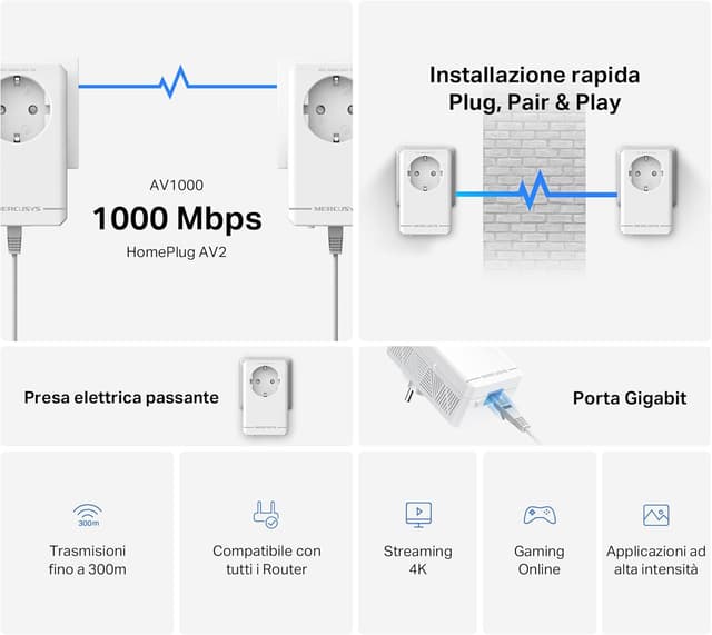 Imagen de Mercusys TP-Link MP500P Kit Powerline 1000 Mbps en OfertitasTOP