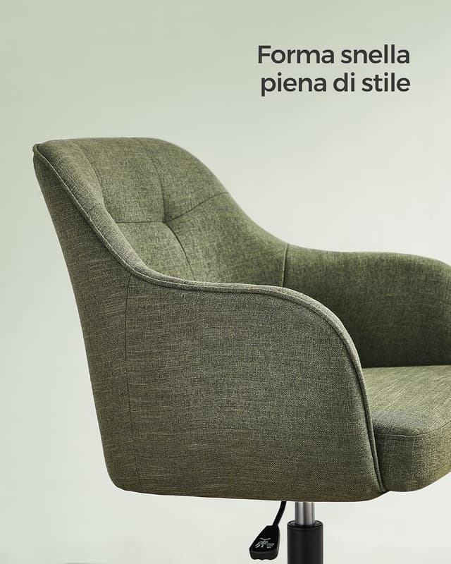 Detalle de Sedia da ufficio SONGMICS OBG019C01, poltrona ergonomica girevole regolabile in altezza verde