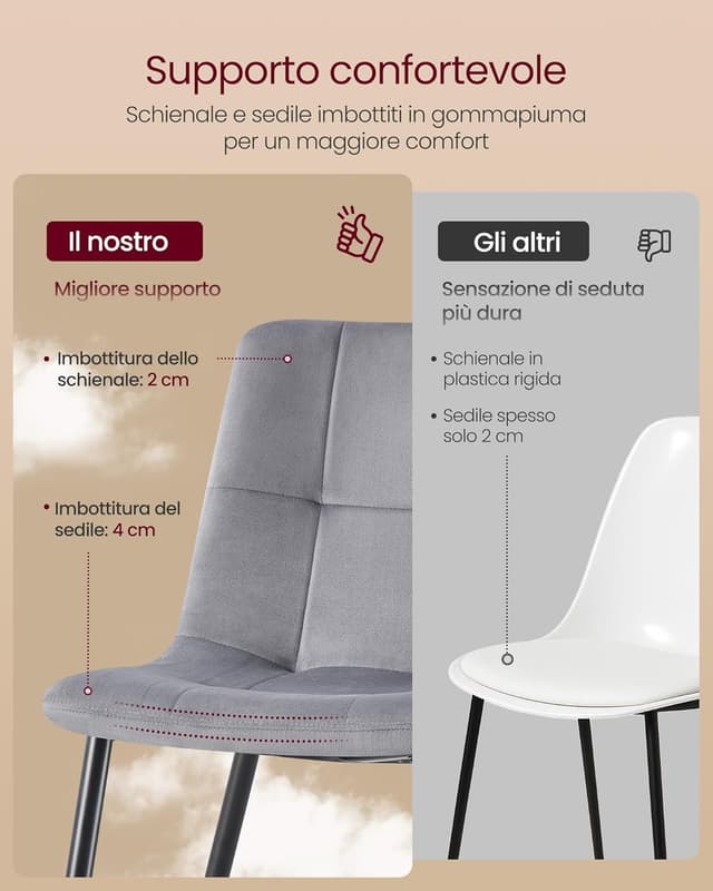 Thumbnail 5 de VASAGLE KDC088GN01 Sedia in velluto 120 kg