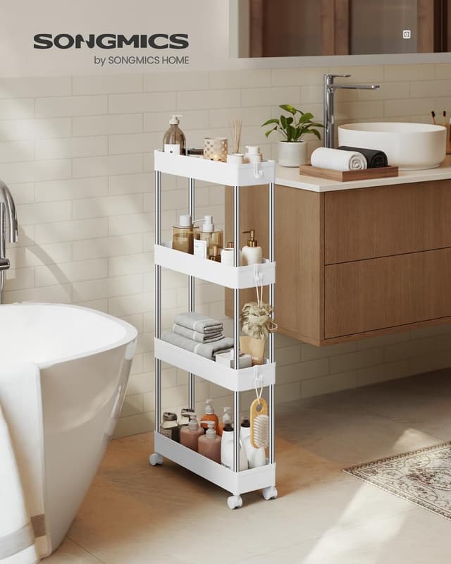 Detalle 2 de SONGMICS KSC08WT carrello portaoggetti 4 livelli