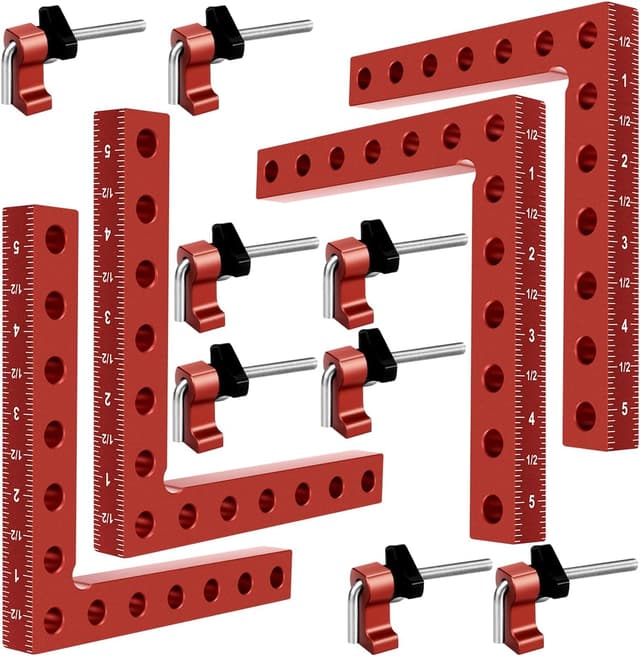 Detalle de 90 Degree Cabinet Clamp Corner Square (5.5 in x 5.5 in) Aluminum Alloy & Stainless Steel, Right-Angle Woodworking Clamp Tool (4-pack)