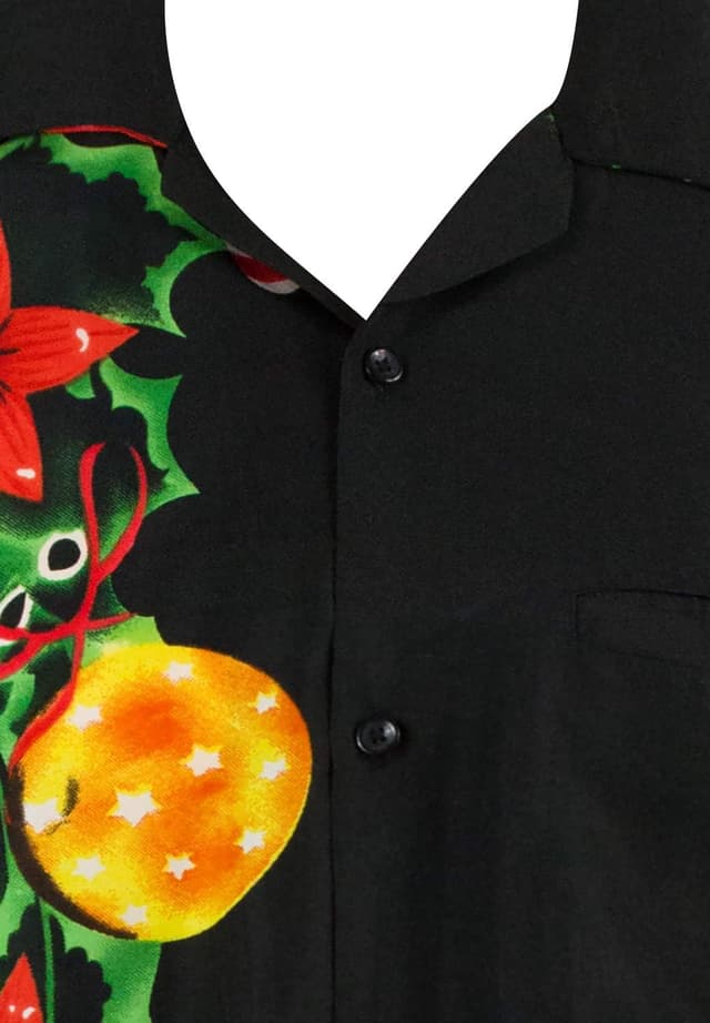 Detalle de Men's Ugly-Christmas-Shirts Funky Short-Sleeve Ginger-Bread Print Button-Up Shirt