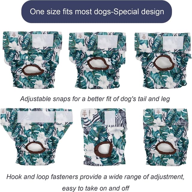 Detalle 2 de CuteBone 3er-Pack waschbare Hundewindeln für Damen – wasserdichte Welpenhosen in der Rosenkollektion (Größe XS)