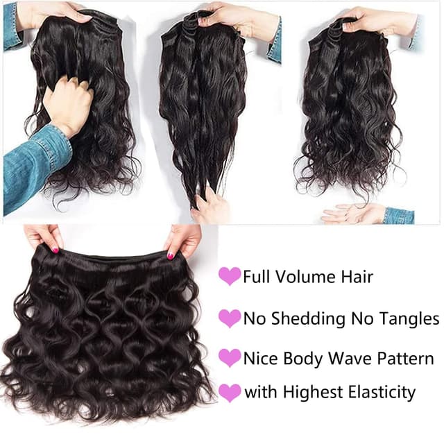 Detalle de 12A Human Hair Bundles Brazilian Virgin Body Wave (18/20/22/24 Inch) — 4 Bundle Set