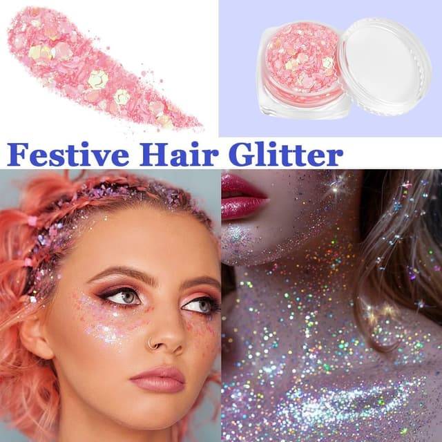 Detalle de AOOWU Paillettes de corps/visage en gel fluorescent chunky – 6 couleurs, sans colle (#09)