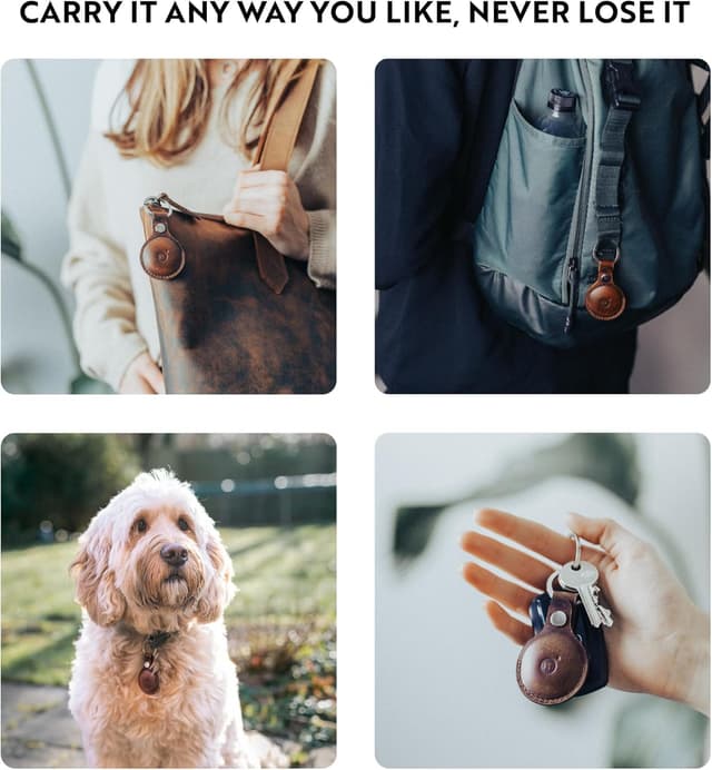 Detalle 2 de Moonster porte-clés AirTag en cuir de buffle pleine fleur — étui cuir renforcé avec fermeture à cliquet