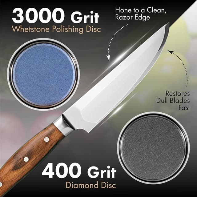 Detalle de LavaRose Rolling Knife Sharpener for Kitchen Knives (5-in-1 Base) with 15°/20° Magnetic Angle Guide