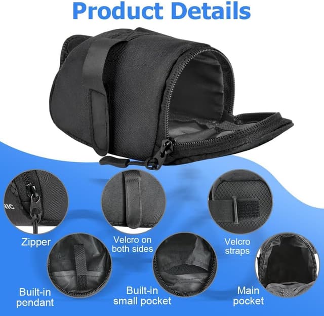 Detalle 2 de flintronic Sacoche de selle de vélo arrière avec réfléchissant (mini sac pour route, VTT et sorties plein air)