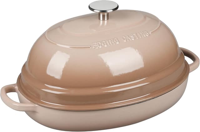 Thumbnail 6 de EDGING CASTING 6QT Enameled Oval Cast Iron Dutch Oven Pot for Sourdough, Mocha