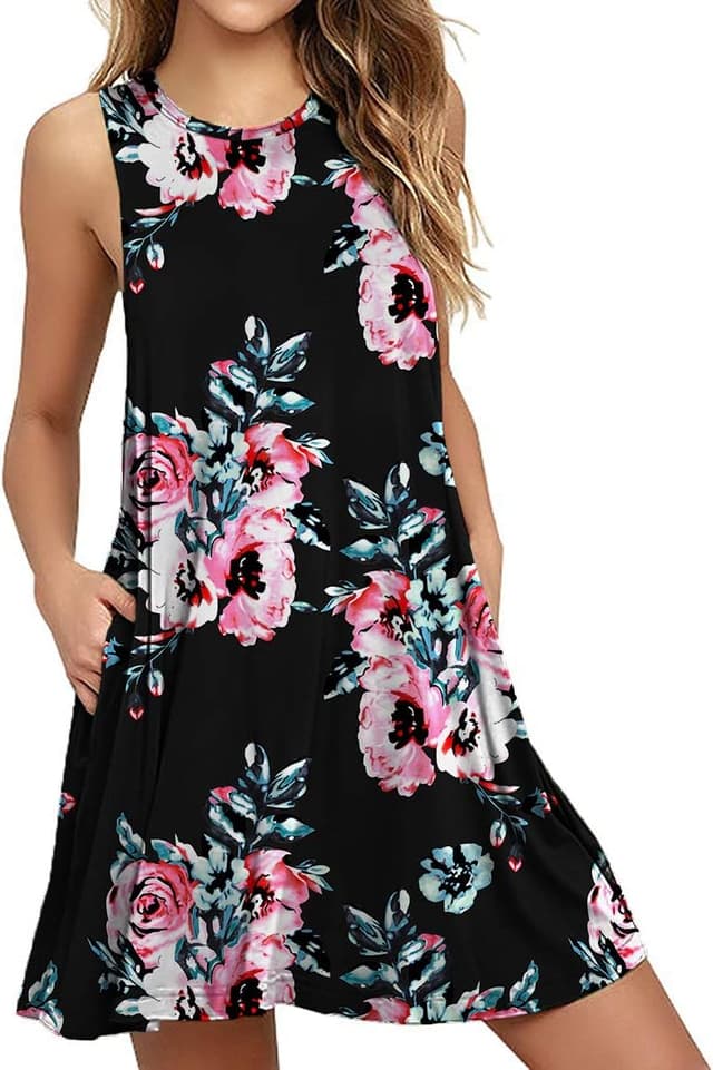 Detalle de PCEAIIH women’s swing t-shirt dress with side pockets (rayon & spandex)