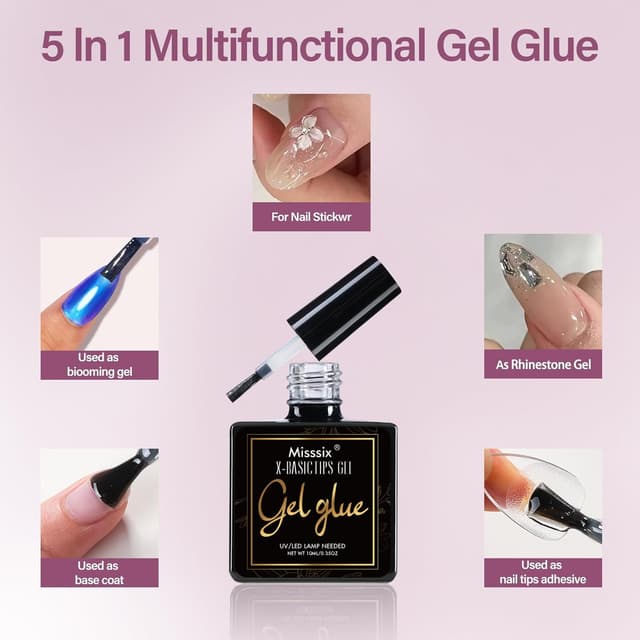 Detalle 1 de Misssix Short Almond Gel Nail Tips Kit 216Pcs