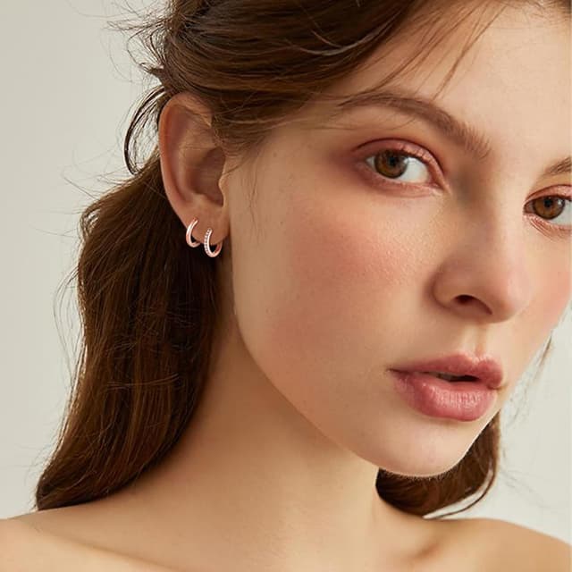 Detalle 2 de Ohrstecker Creolen Set 925 Silber, 4 Paar