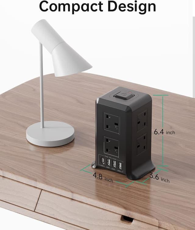 Thumbnail 6 de Tower Extension Lead 5m with 4 USB Ports and 8-Way Plug ๐