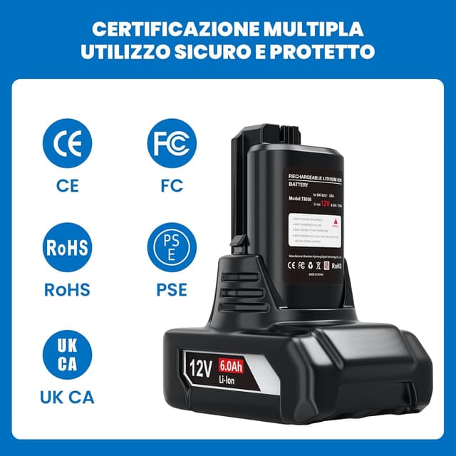 Detalle de HTongD Batteria di ricambio 12 V 6,0 Ah agli ioni di litio (2 pezzi) compatibile con Bosch BAT420 e serie 12V