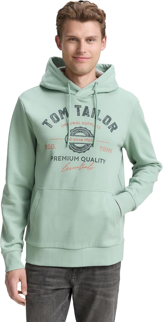 Thumbnail 6 de TOM TAILOR Herren Hoodie Sweatshirt mit Logo-Print und Kängurutasche