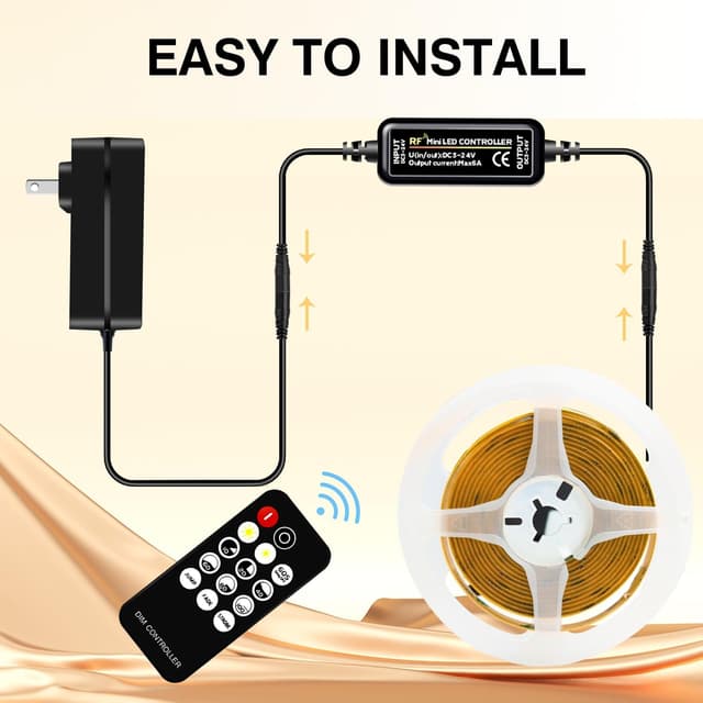 Detalle de luktix COB LED Strip 2m (4000K) with RF Remote, 24V Dimmable Strip Lights