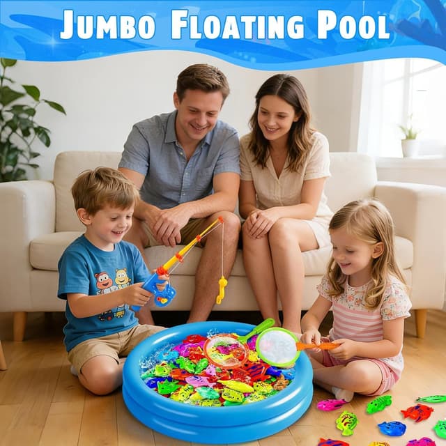 Detalle de XXL Angelspiel-Set mit Planschbecken und 2 Angeln für Kinder ab 3 Jahren