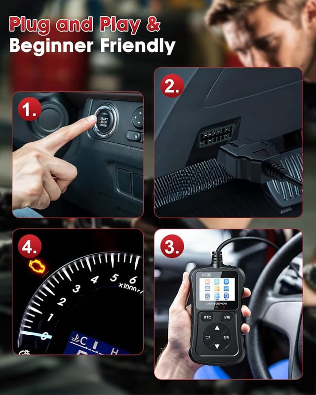 Detalle 2 de XIAUODO OBD2 Scanner Car Code Reader (Black) — read and clear engine fault codes for most OBDII vehicles since 1996