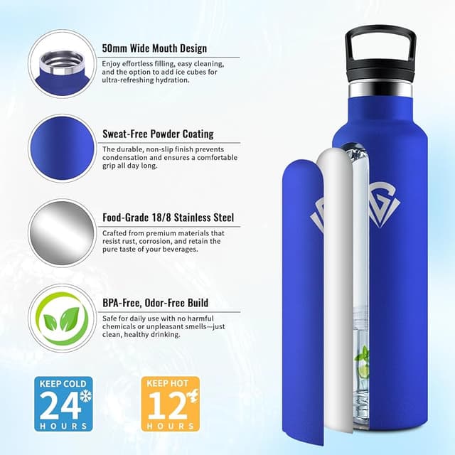 Detalle 2 de Botella Agua 750 ml acero inoxidable doble pared 🚰