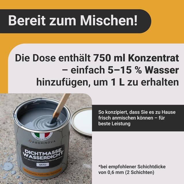 Thumbnail 6 de PROXINOVA Flüssigkunststoff-Abdichtung in Grau (750 ml) für Dach, Fenster & Wände