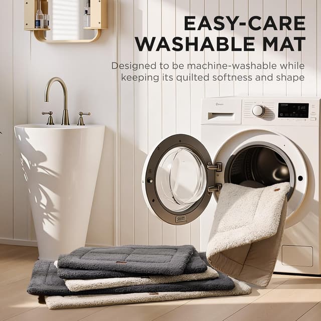 Detalle de Joydeco Low-Profile Reversible Dog Mat Bed Pad (Dark Grey) – Washable crate pad, 112x81cm